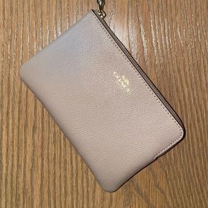 Coach corner zip wristlet | new never worn | taupe/brown